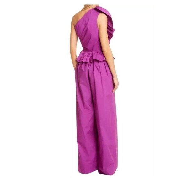 NEW ULLA JOHNSON Solana One Shoulder Wide leg Jumpsuit Color Orchid Size 4 - Picture 3 of 15
